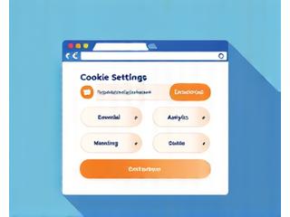 O ilustrație a unui browser web cu un pop-up de setări pentru cookies și simboluri de confidențialitate, reprezentând controlul utilizatorului.