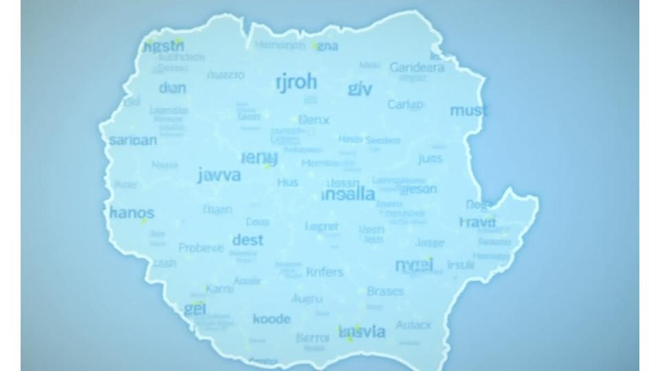 O hartă stilizată a României cu regiuni interactive, evidențiind județele acoperite de Vatra Ştiri.