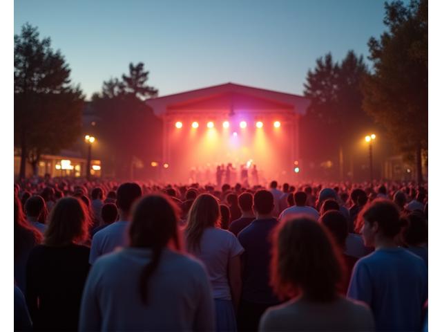 O scenă de concert în aer liber în Sectorul 2 București.